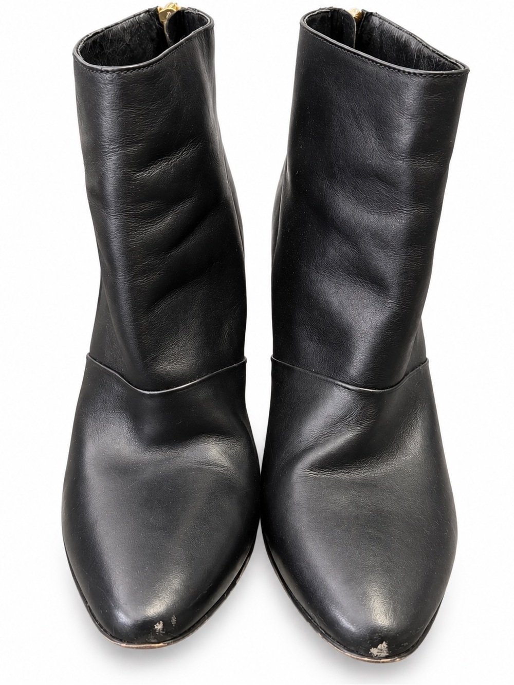 J.Crew Women’s Black Leather Ankle Booties with Block Heel. Size: 7.5